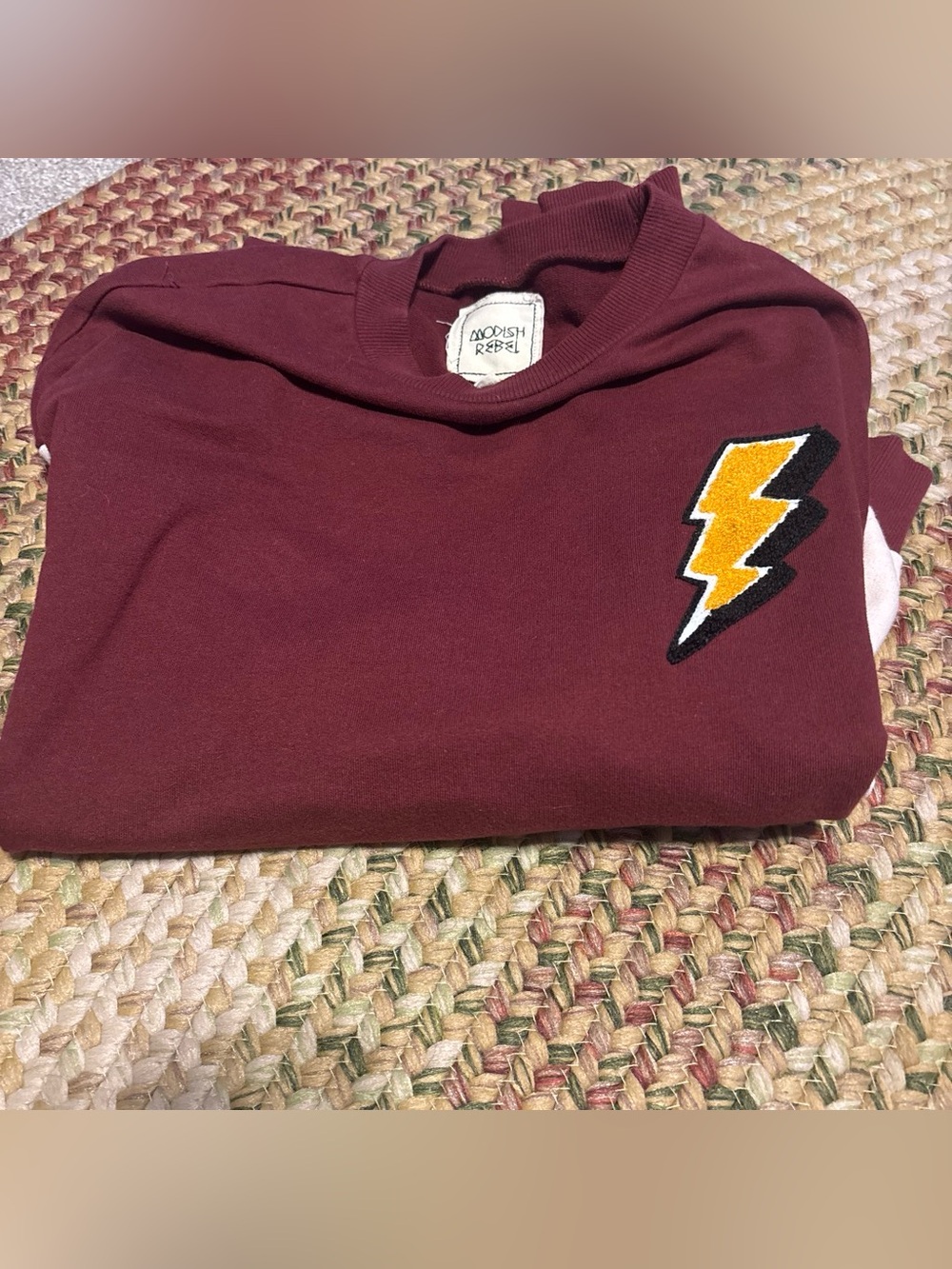 Womens Maroon Sweatshirt with Lightning Patch
